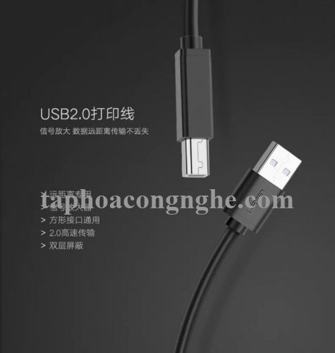 Ugreen 10374 10M màu Đen Cáp USB 2.0 sang USB B máy in có chip khuếch đại US122 30010374